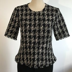 Zara Woman short sleeve tweed top  - S